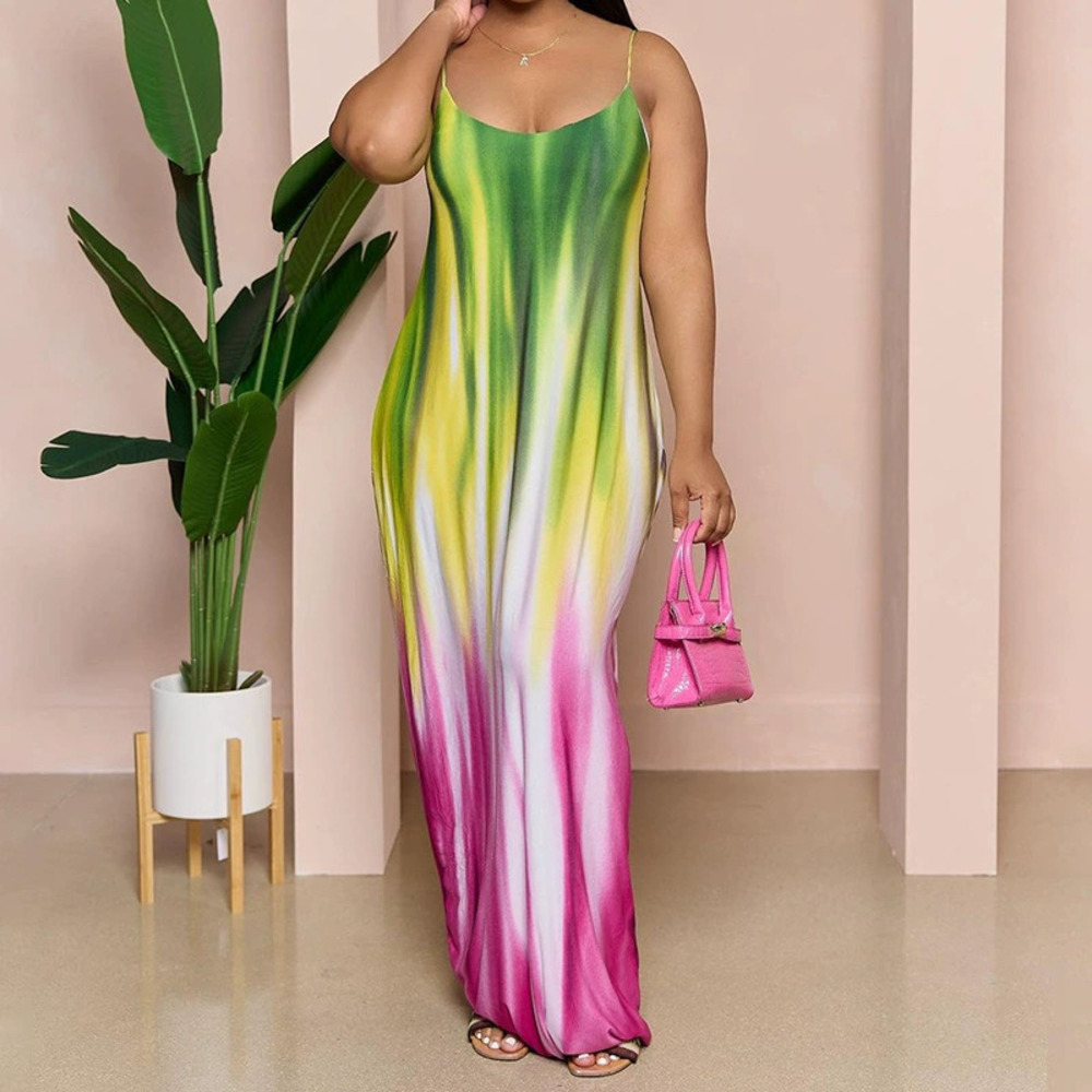 ZARA In Stock Spring Womens Printed Milk Silk Cami Long Sexy Dress